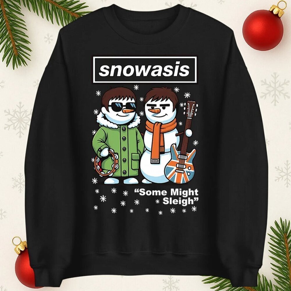 Snowasis Some Might Sleigh Christmas Sweatshirt, Funny xmas Music Band Spoof